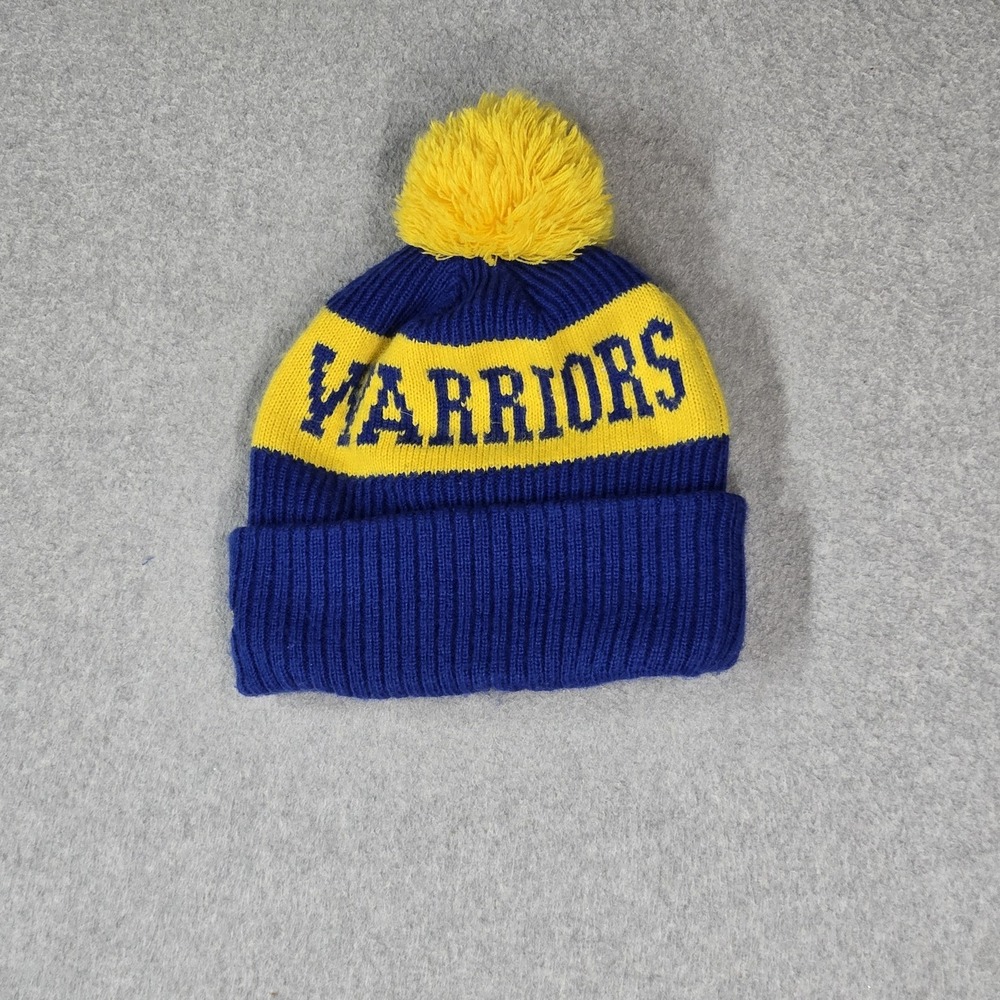 Golden State Warriors Men Beanie ONE SIZE Blue New Era Pom Logo Patch